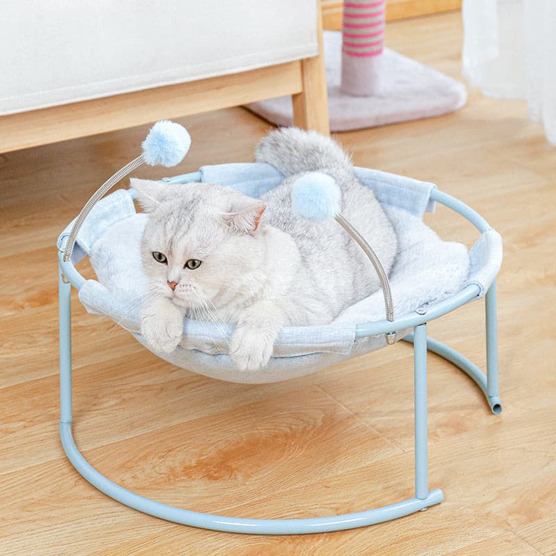 Elevated Cat Bed | Breathable Plush Cat Hammock | Cat Toy Fur Ball | Pet Supply Bed.