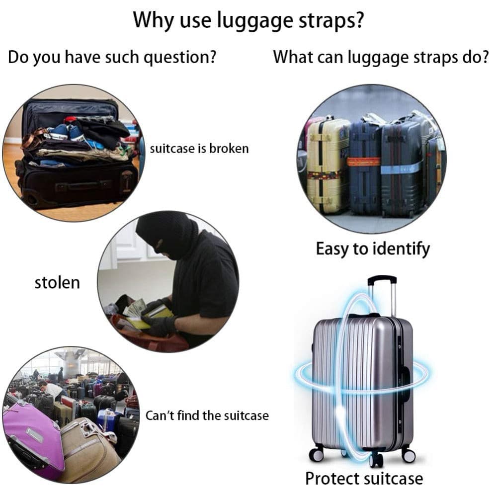 Adjustable Nylon Lock Travel Luggage Strap | Belt Protective Travel Accessory | Suitcase Packing Belt.