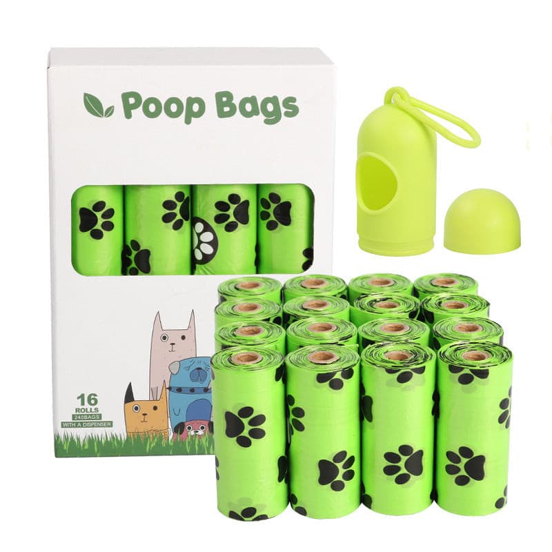 Dog Poop Bag 16 Rolls + Bag Dispenser / Earth Friendly.