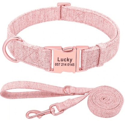 Personalized Pet Dog Collar | Small - Medium - Large | 4 Colors | Collar / Leash Set.