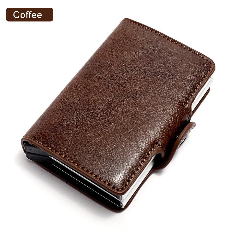 Personalized-Rfid Wallet PU Crazy Horse Leather Men-Woman Money Clip Credit Card ID Holder.