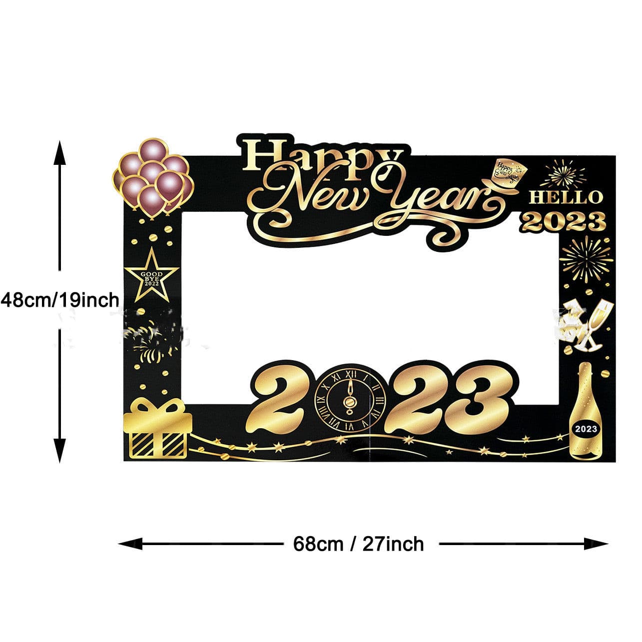 New Year Party Glasses Paper Props-2023 New Year Eve Party Supplies.