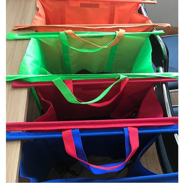 Four Reusable - Grocery Cart Bags With Insulated Bag – USA Shopping Carts - Eco-friendly.