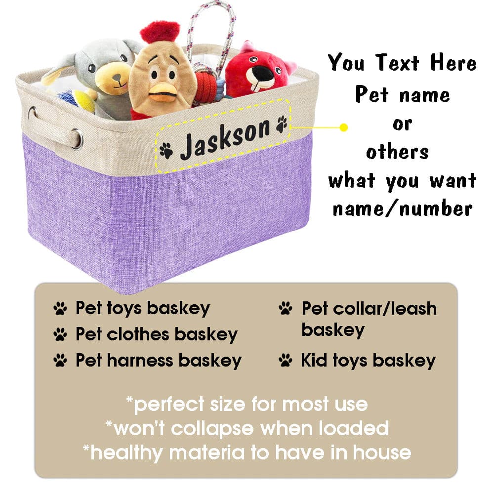 Dog Toy Storage Basket-Personalized Pet's Name-Organizer for Dog Toys.